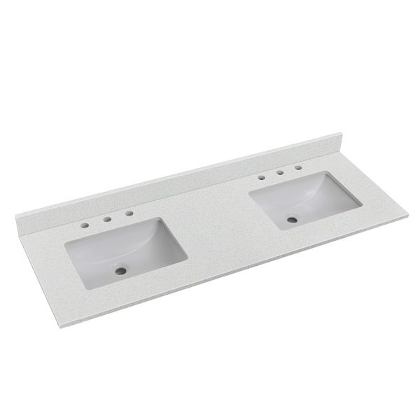 SOUEEUM 72'' Quartz Double Bathroom Vanity Top with Sink | Wayfair